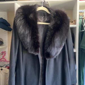 Saks fifth Ave wrap coat wool and fur
